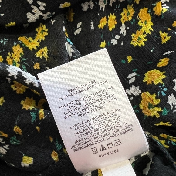 Express Ditsy Floral Blouse Shirt Tie Front Small Boho Ruffles Romantic - Picture 5 of 10